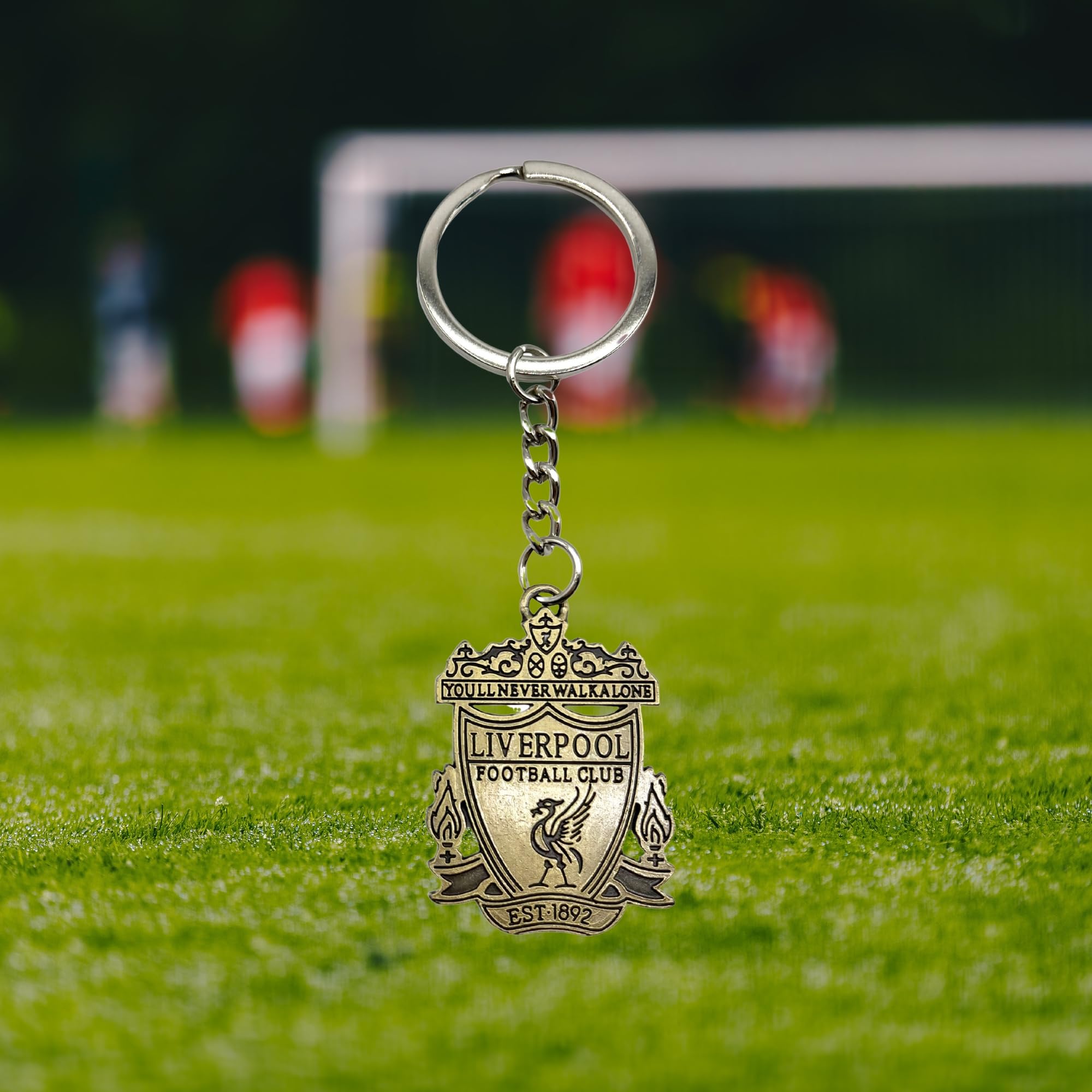 AUTOZOCO Llavero metálico Liverpool, edición de aficionado, Llavero dorado con emblema del Liverpool, equipo Reds, Metálico, Color dorado
