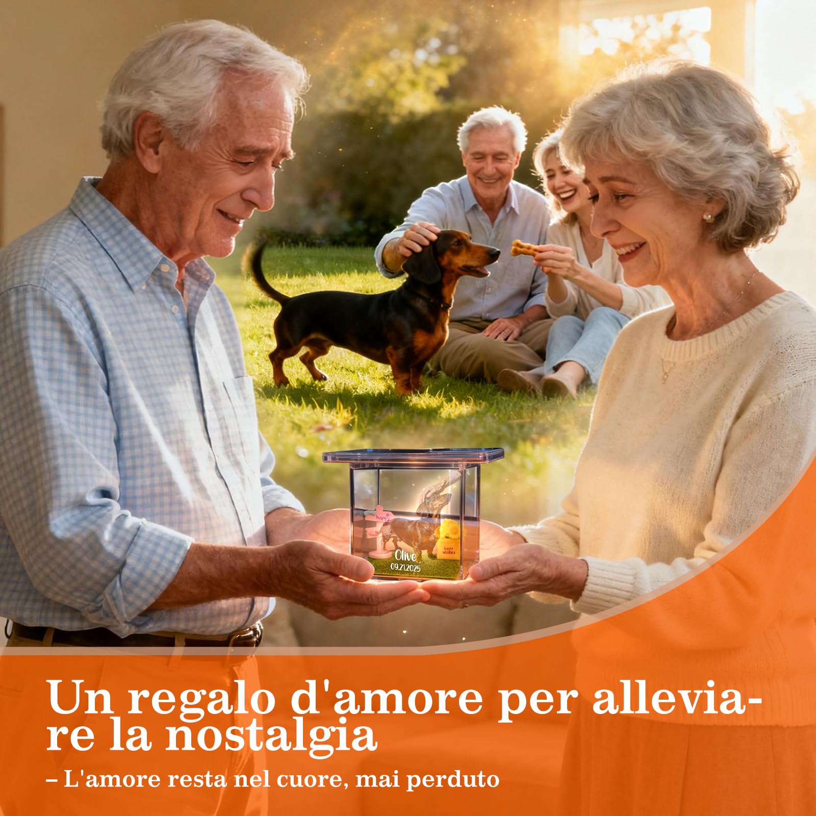 Scatola Commemorativa Olografica Personalizzata per Animali Domestici – Cornice in Resina con Foto e Incisione – Regalo Speciale per Ricordare il Tuo Animale, Perfetto per Amici, Familiari