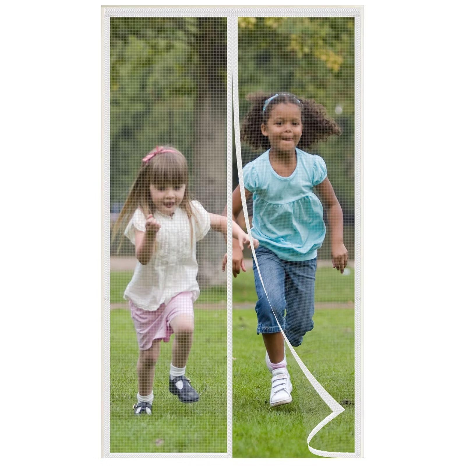 Moustiquaire porte 85x210 cm en fibre de verre blanche rideau aimanté sans perçage