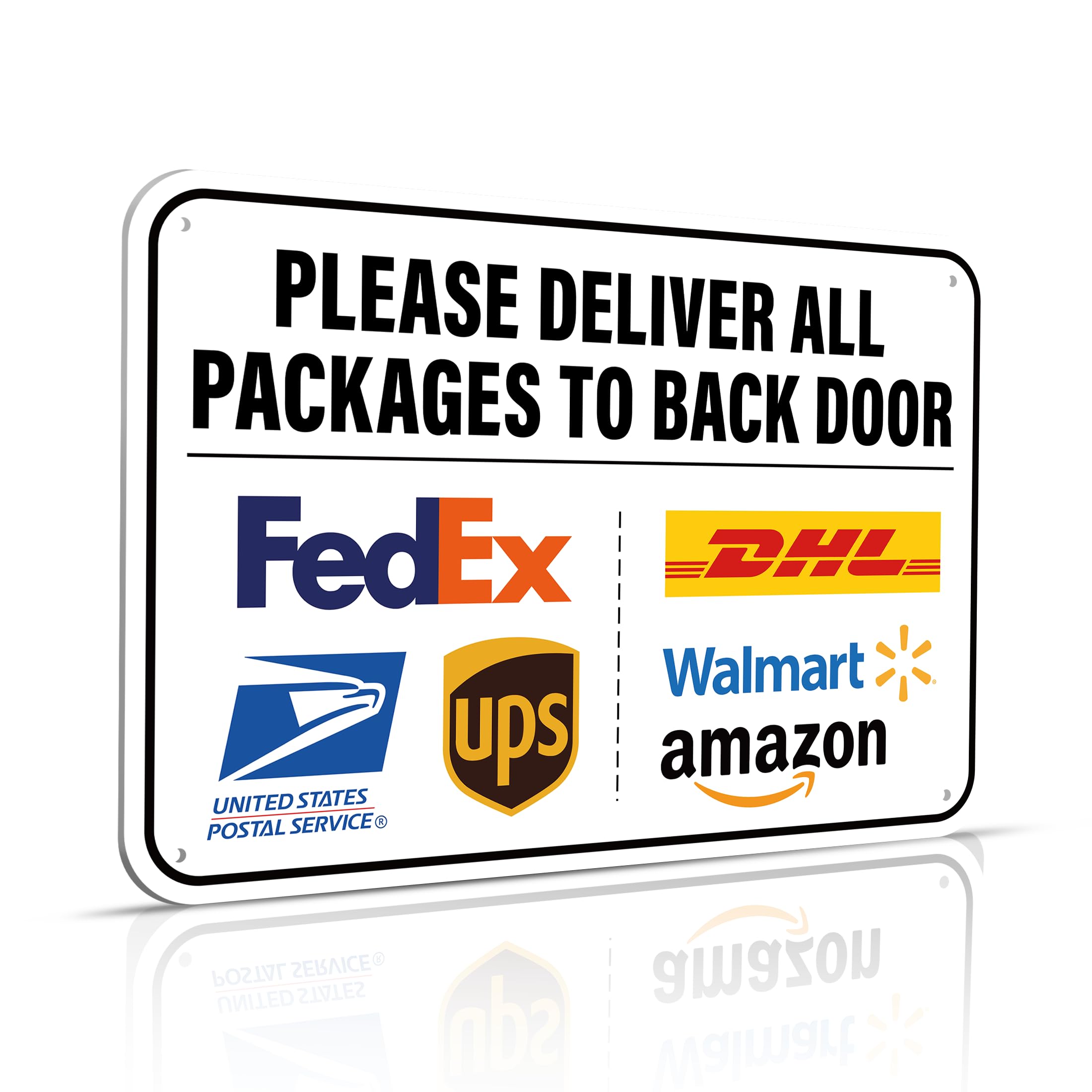 Please Deliver All Packages to Back Door Sign 12 x 8 Inches Delivery Instructions for My Packages Orders from Amazon, UPS, FedEx, USPS, UPS