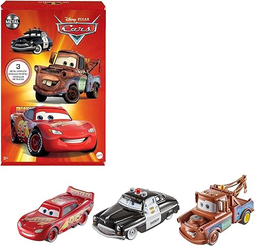 Disney Pixar - Juguetes para autos resortes de radiador con Lightning McQueen Mater y Sheriff Exclusivo de Tienda