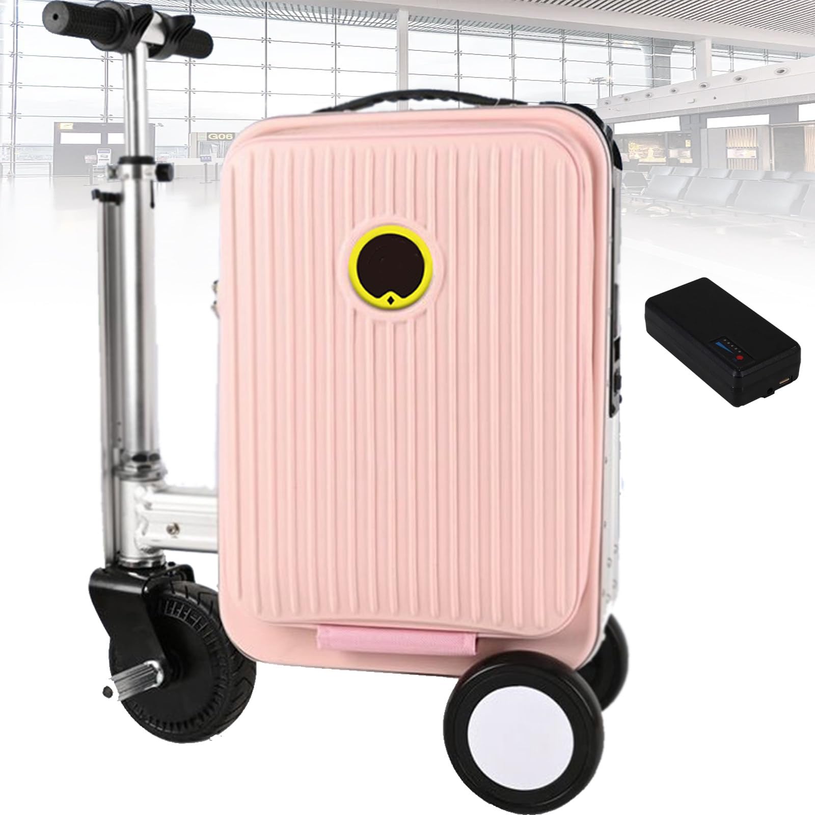 Maleta Patinete Electrico Adulto, Maleta EléCtrica Inteligente 20 litros, Maleta Viaje Inteligente con BateríA Power Bank, Velocidad MáXima 13 Km/H PinkB-1B