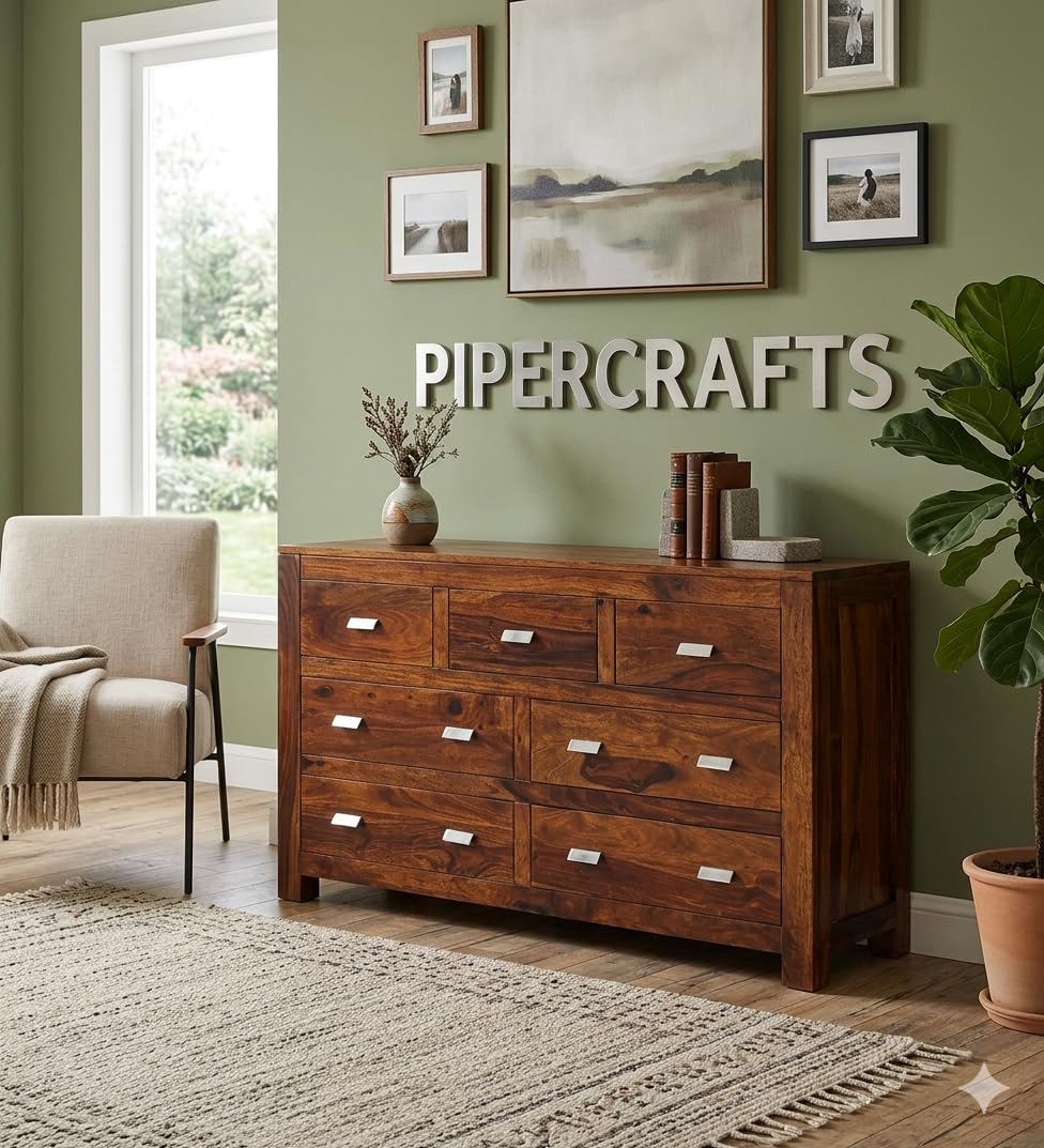 PIPERCRAFTS Sheesham Wood Chest of Drawers - Already Assembled | Multipurpose Storage Organizer Furniture | Filing Cabinet for Home, Bedroom, Living Room & Office - Honey Finish-picture-28