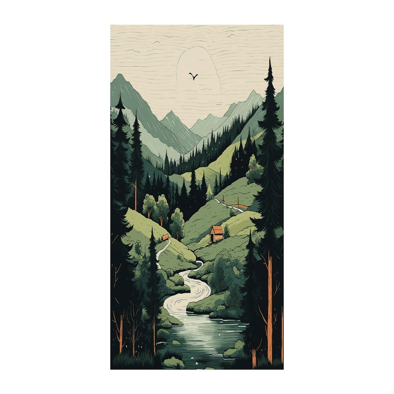 Fekiloot Style Outdoor Landscape Door Curtain Room Divider Curtains