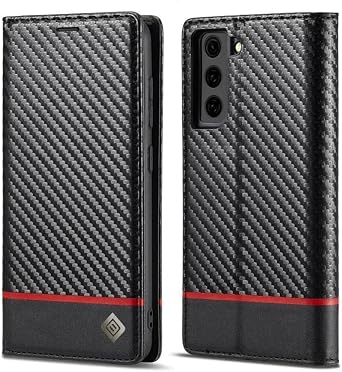 Generic case Compatible with Samsung Galaxy A16 5G Color Black- Lines Carbon Fiber flip Case Leather Wallet Cover