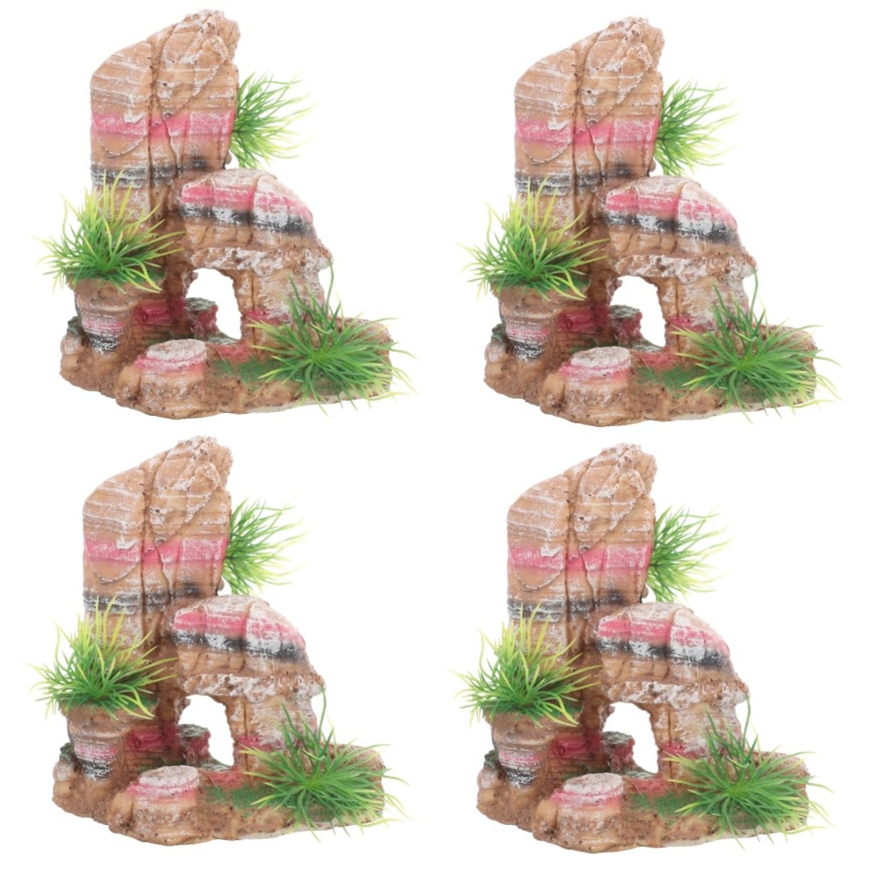 TOYANDONA 4 Stück Aquarium Dekoration Kunststein Berg Ornament für Fischbecken Realistische Naturstein für Aquarien und Terrarien und Ansprechend