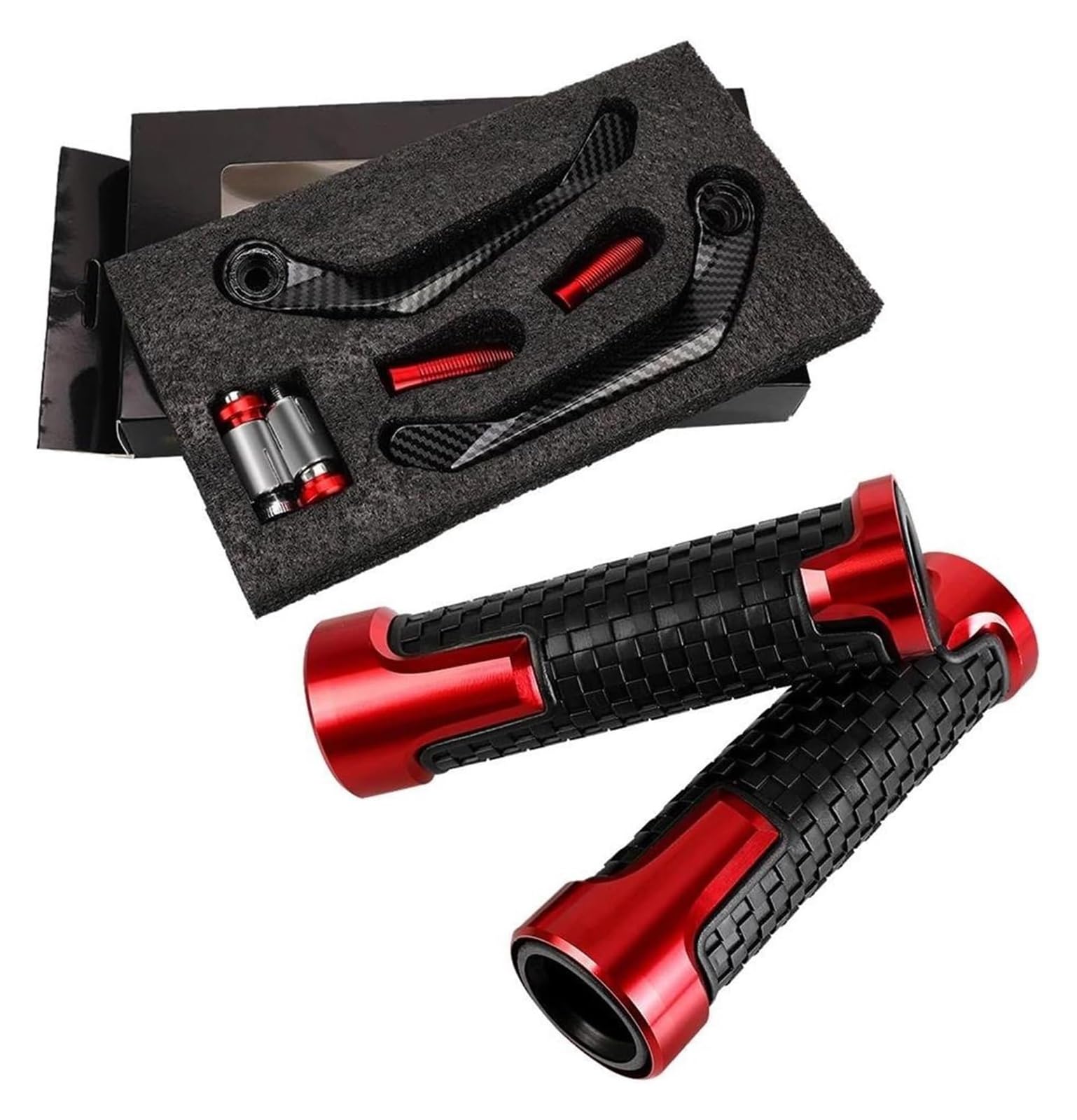 Puños Manillar para Yamaha SRX4 SRX400 SRX250 SRX600 Protector De Manillar Accesorios Motocicleta Palanca Embrague Freno Empuñaduras(Red C)