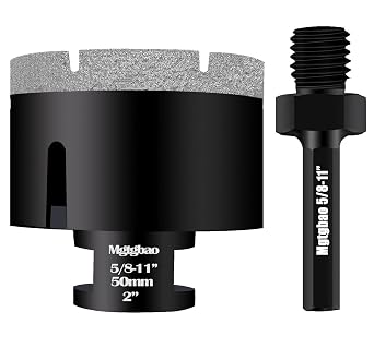 2"50mm Vacuum Brazed Dry Diamond Hole Saw with Slots, Tile Hole Saw for Porcelain Granite Brick Concrete Marble Stone with 5/8-11 Thread to 3/8 Hex Shank Adapter Fit