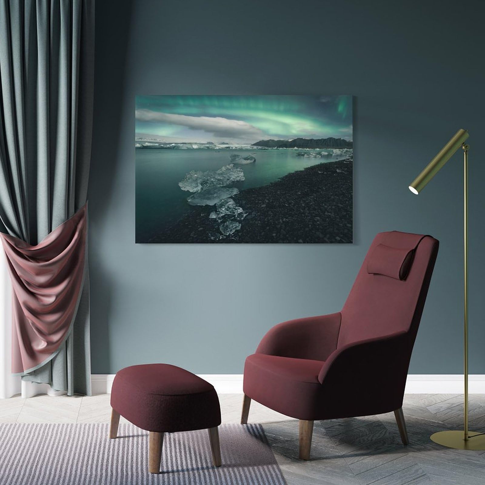 Junmoney Canvas Wall Decor Iceland Lake, 24x36inch(60x90cm), for Living Room, Bedroom, Office Or Hallway, Decorative Artwork with Broad Appeal