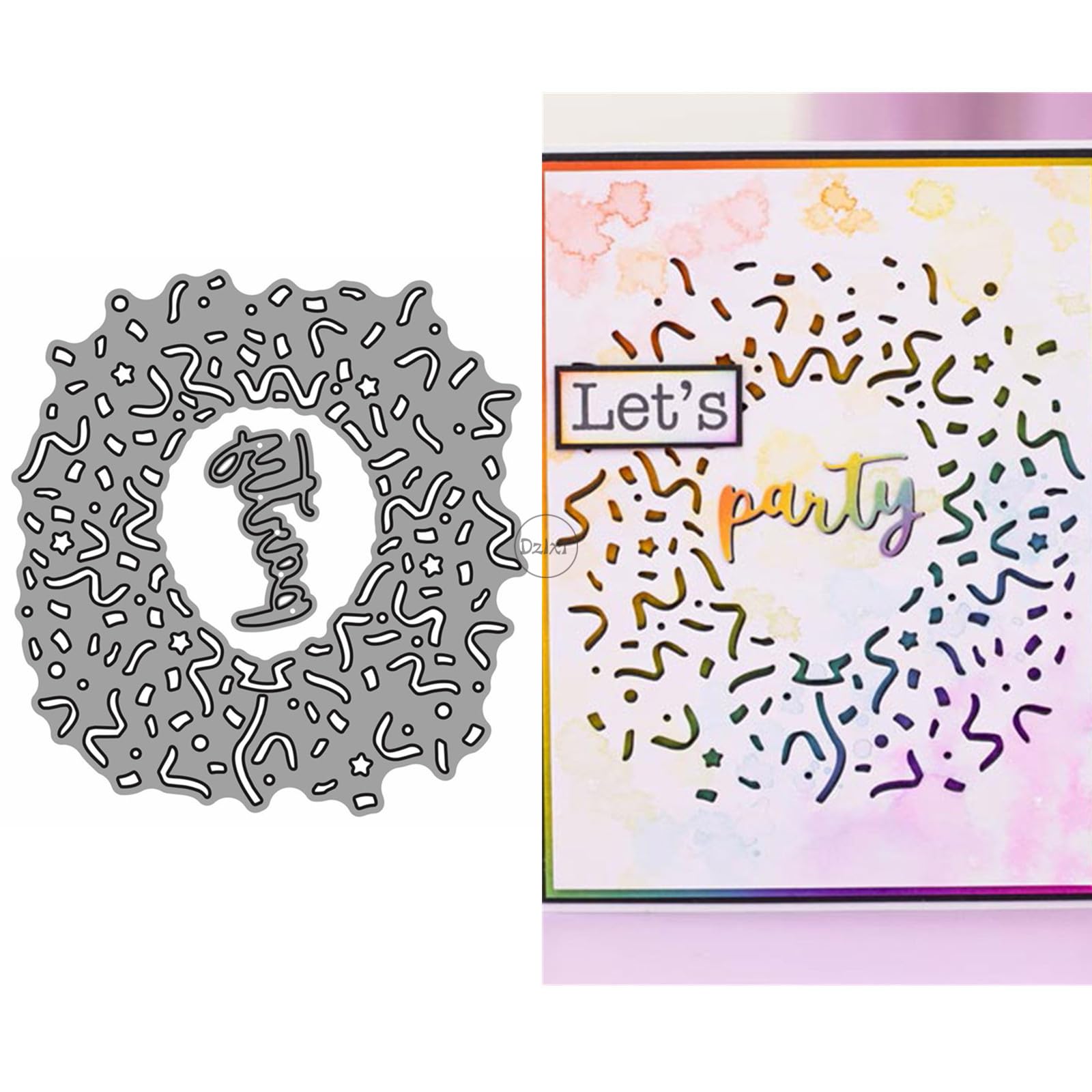 DzIxY English Words Party Ribbon Lace Metal Cutting Dies for Card Making Kit Embossing Paper Die Cuts Scrapbook Machine Stencils Storage Pockets Supplies