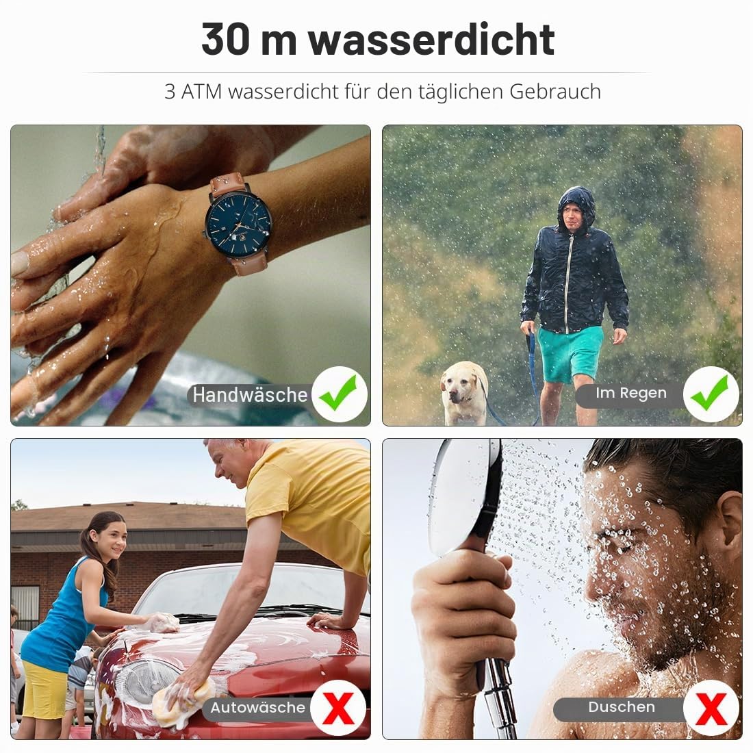 CHEETAH Minimalistische Uhren Herren, Analog Quarz 3 ATM wasserdichte Armbanduhr Herren mit Lederarmband, Datum Mode Sport Uhr für Jugendliche