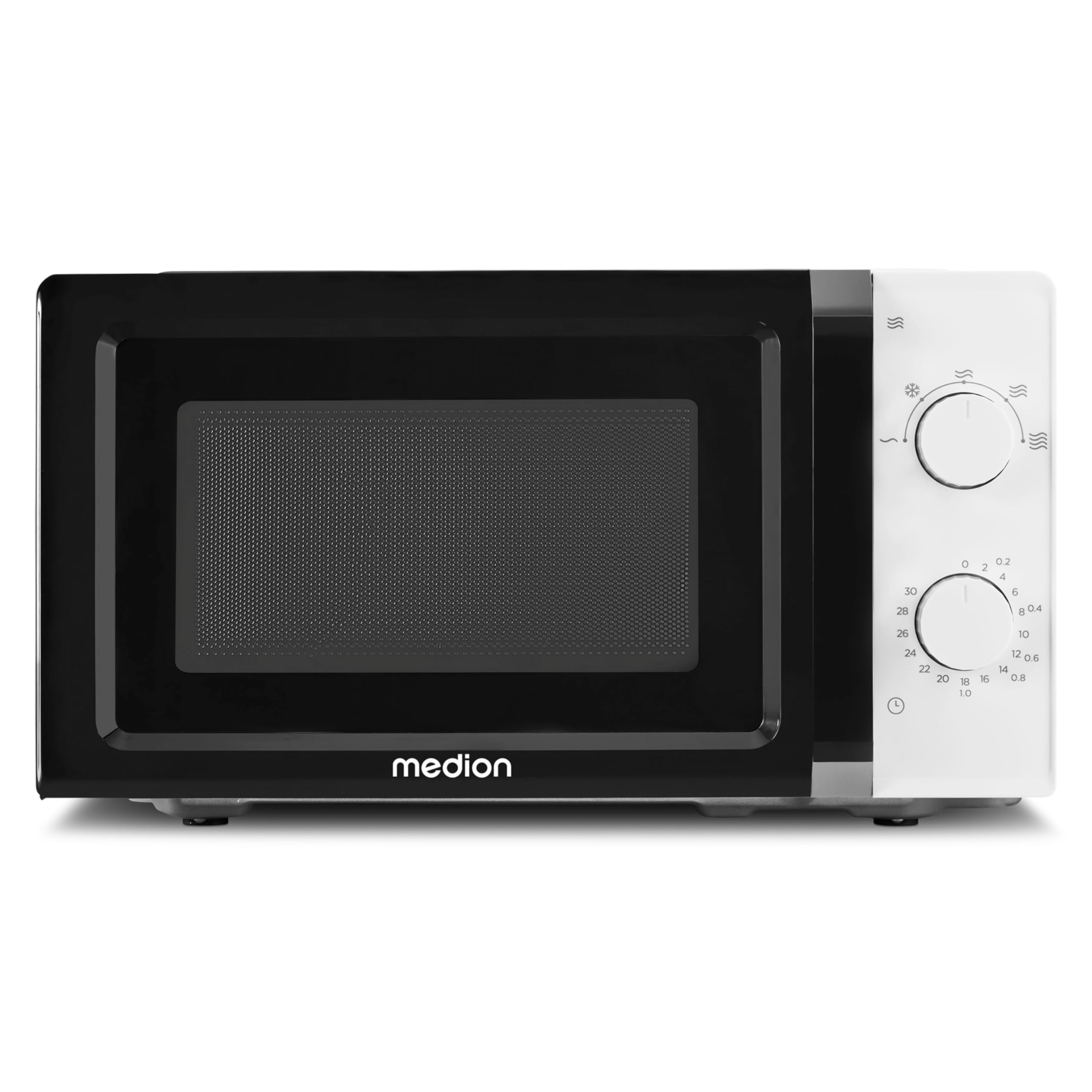 MEDION Mikrowelle (20 Liter, 700 Watt, klein kompakt und platzsparend, 5 Mikrowellenstufen, Auftaufunktion, Timerfunktion, MD11475) weiß