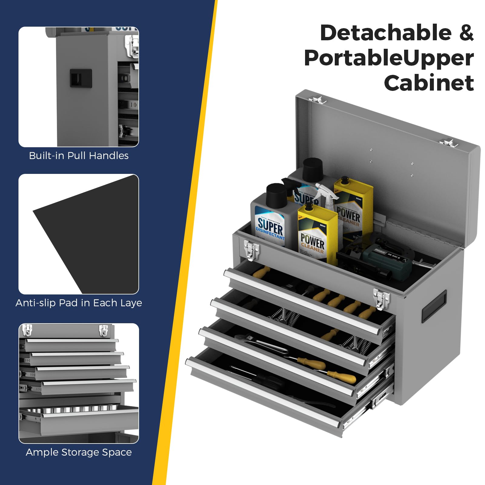 Amazon.co.jp: Gornoxblif 5段引き出しグレーツールチェスト、2