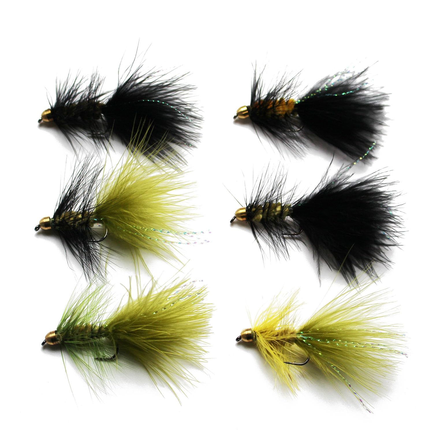 Tigofly 12 pcs Brass Cone Head Woolly Bugger Streamers Fly Fishing Flies Lures Baits for Salmon Trout -Size #2