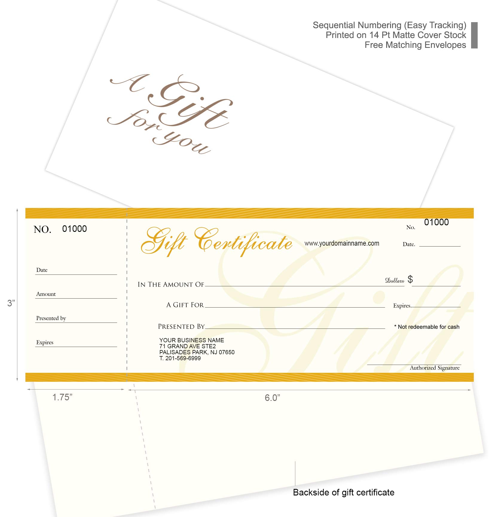 Amazon.com : Custom Gift Certificates Cards with Envelopes 50 set - NJ67SB- Gift Coupons,Vouchers for Small Business : Office Products for Customizable Free Printable Gift Certificate