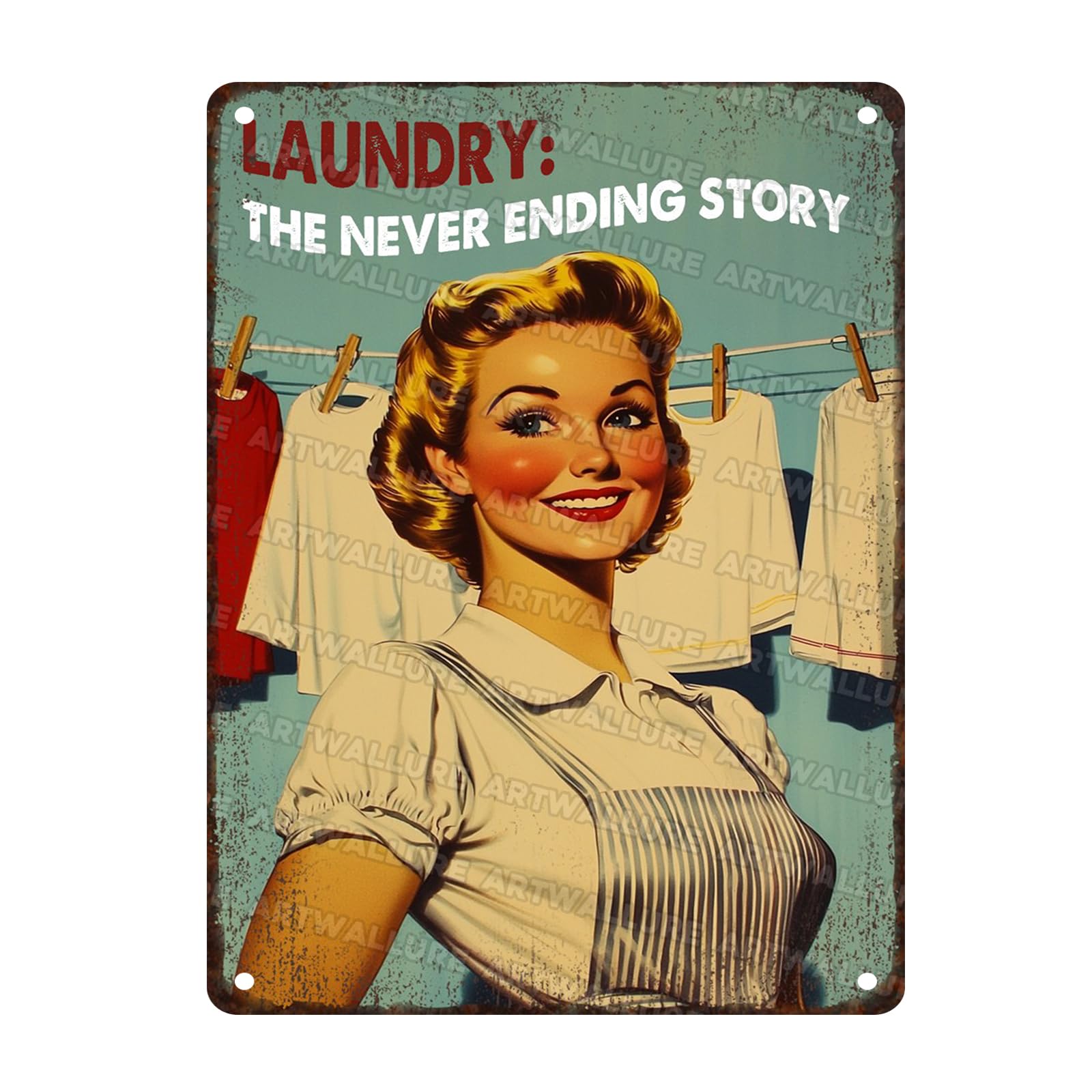 Laundry Room Vintage Sign Laundry The Never Ending Story Metal Sign Retro Woman Poster Funny Vintage Decor 12x16inch