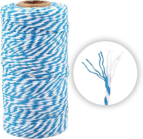 Miniatura 23 de Cuerda de algodón de 328 ft, cuerda de Navidad, cuerda resistente para manualidades y envolver regalos. Rojo Blanco