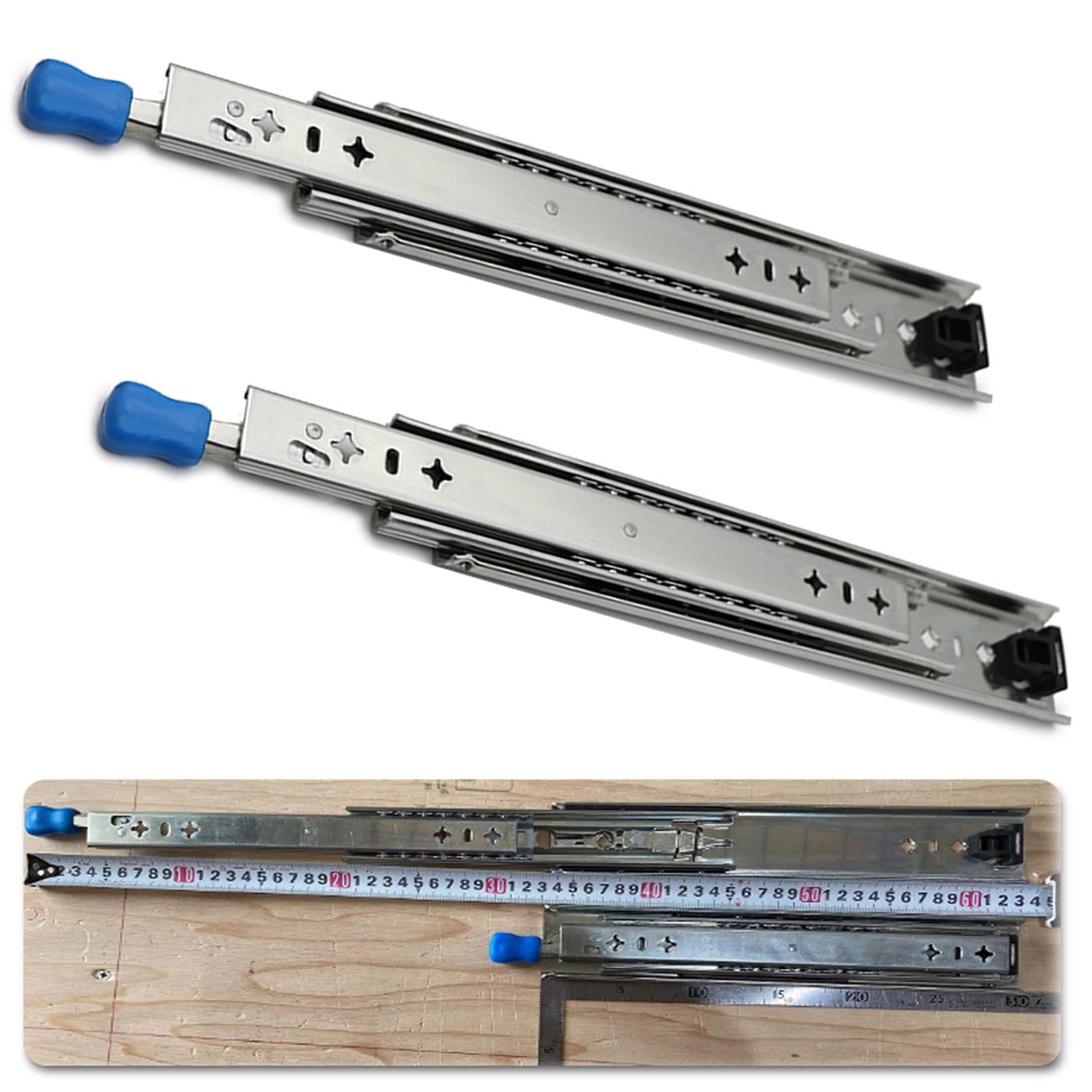 Rail Coulissant Tiroir Charge Lourde - 2 Pièces 76 Mm De Large