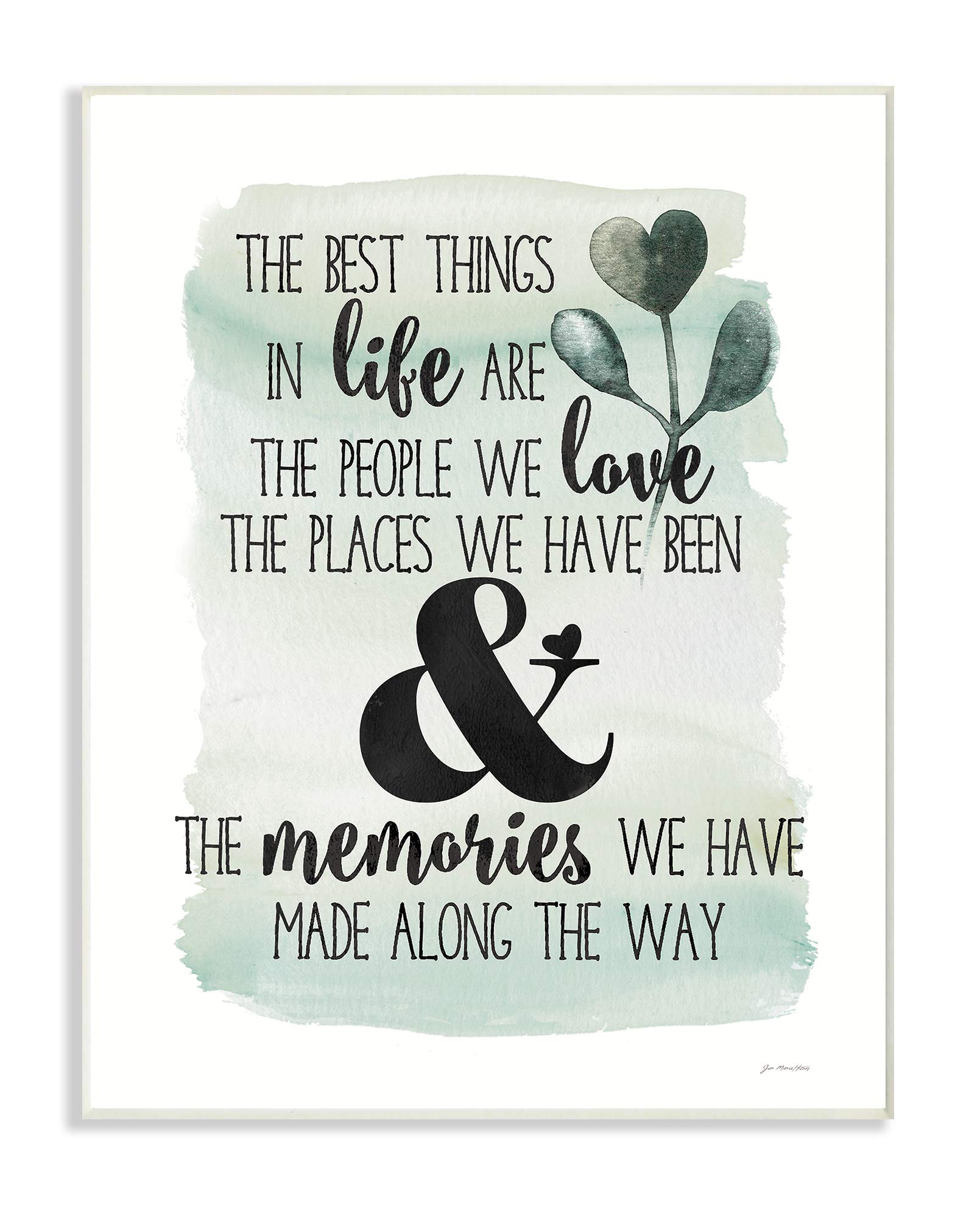 Stupell Industries The Best Things in Life Typography Blue Watercolor Eucalyptus Wall Plaque, 13 x 19, Multi-Color