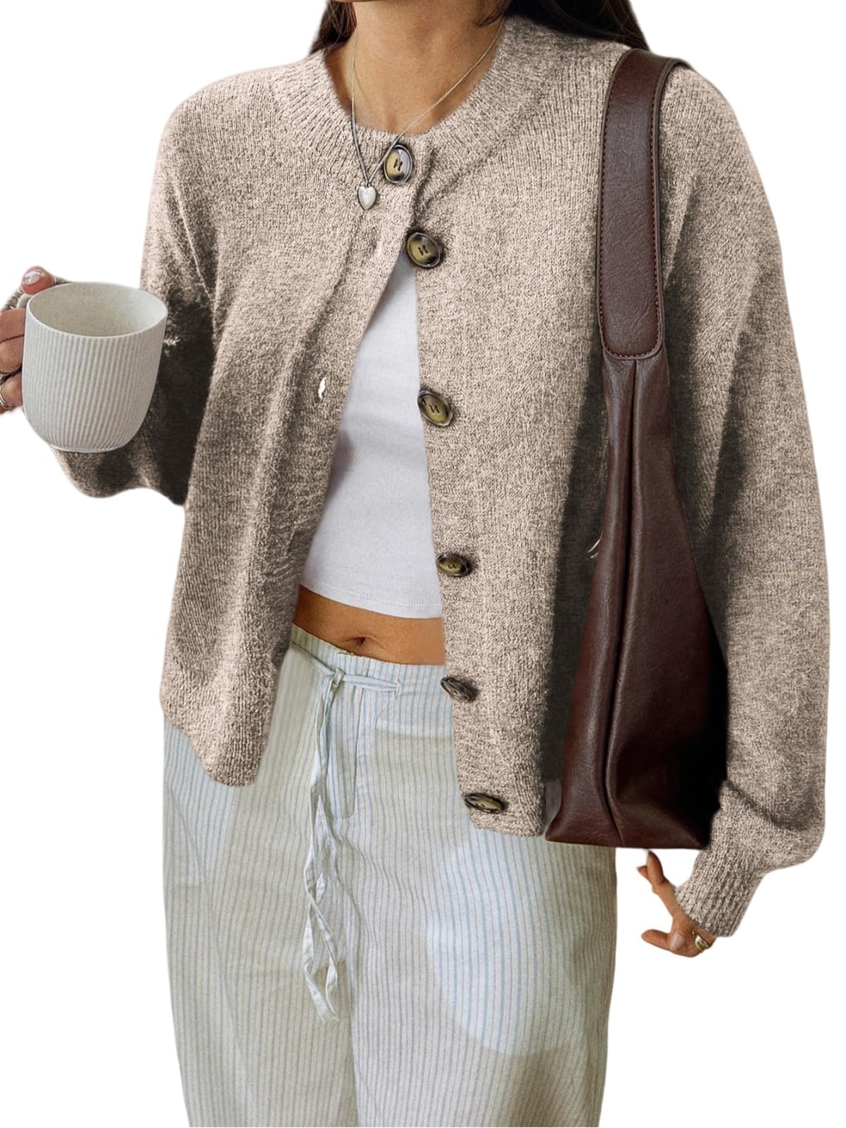 Womens Cropped Button Up Cardigan Sweater Y2k Chunky Knit Coat Fall Winter Casual Trendy Fashion Clothes 2026
