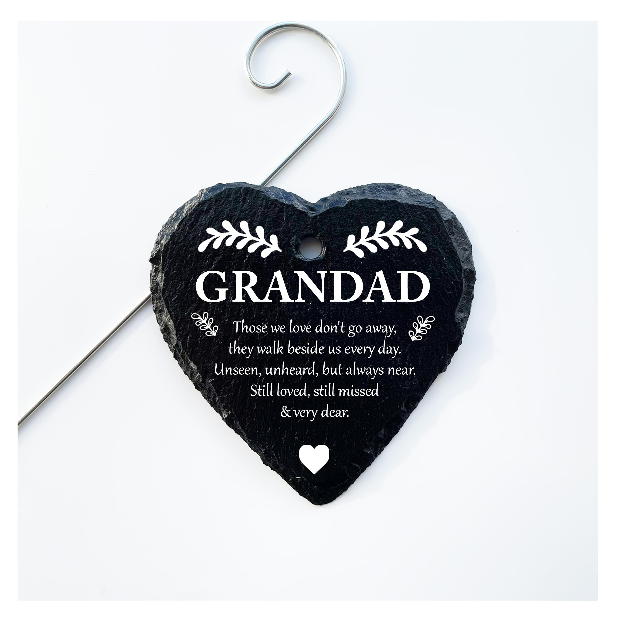 Lovethis** Grandad Those We Love Don't Go Away - Slate Heart Grave Marker Memorial - Mum Dad Sister Brother Nan Auntie Uncle (Grandad)