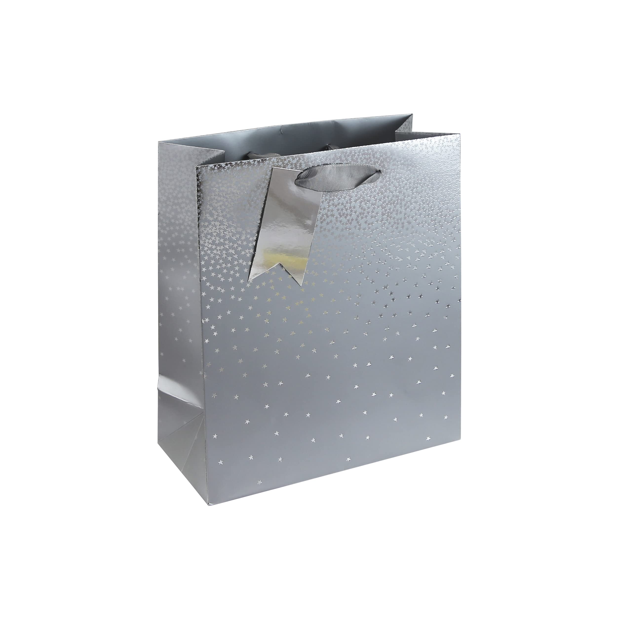 Eurowrap Silver Ombre Birthday Occasions Gift Bag with Silver Tag Medium Size