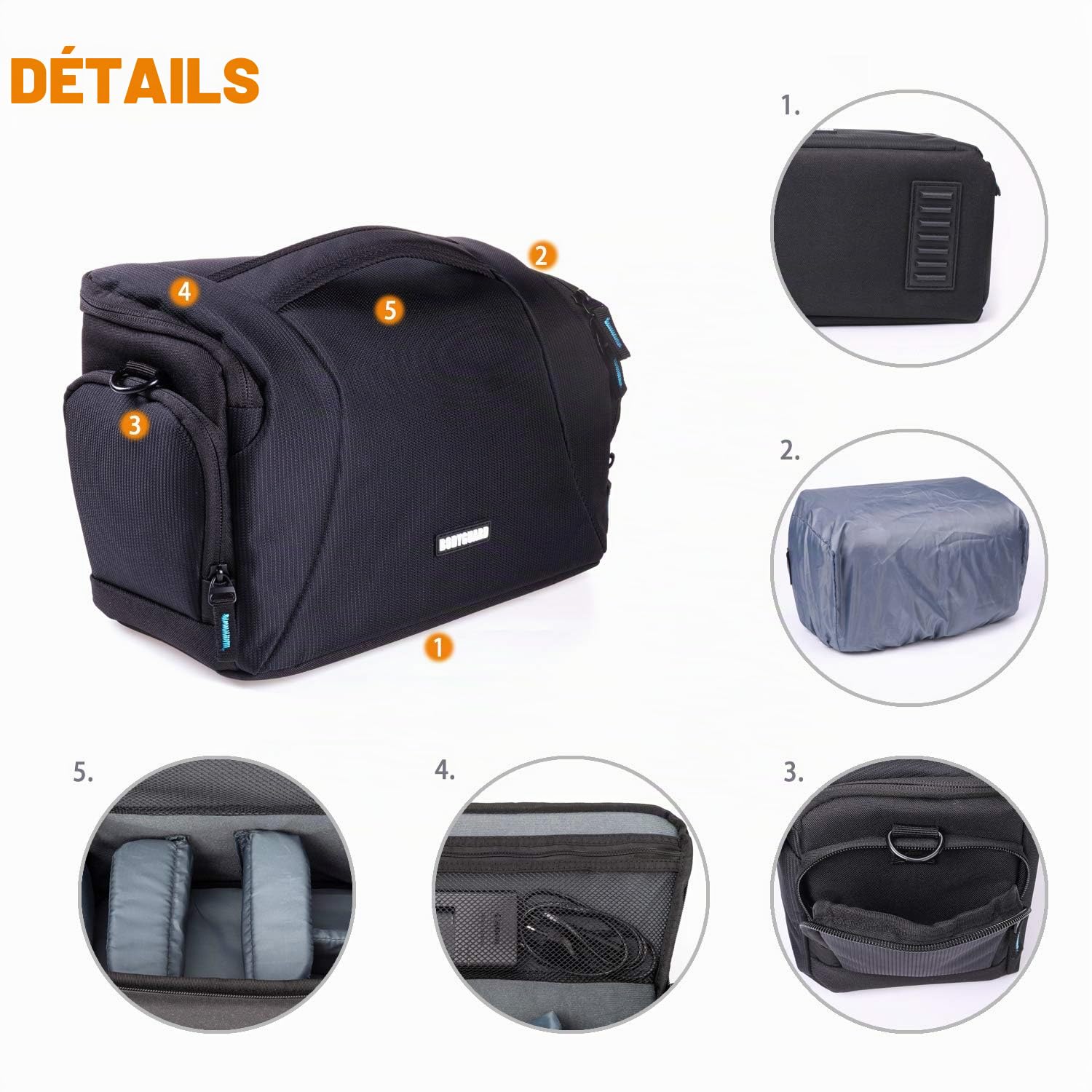 Bodyguard Easy SLR XL Sac pour Appareil Photo Reflex numérique avec 3 objectifs Noir Taille L pour Canon EOS 70D 77D 80D 200D 1300D 2000D 4000 D700D 750D 760D 77D 800D 800D
