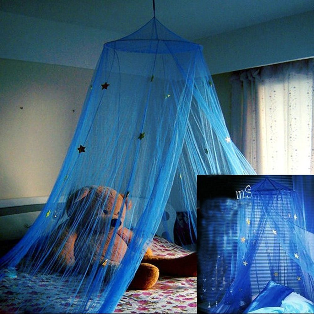 Comfort Blue Star Dreamy Children Hanging Lace Mosquito Net Canopy Curtain