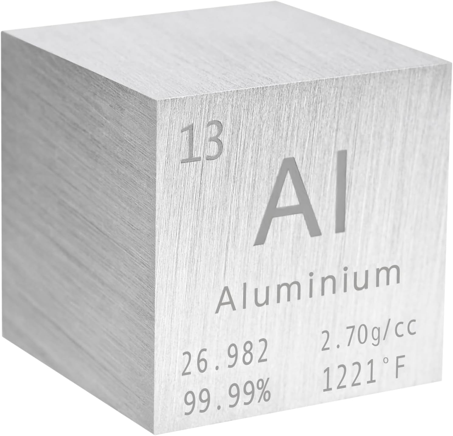 Aluminum Cube 99.99% Pure Element 25.4mm Density for Collection DIY Teacher Science Creative Gift (1 Inch)