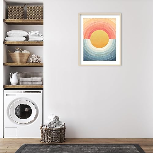Miniatura 5 de Amanti Art Framed Wall Art Print 41x33 Retro Vibes Abstract Sun by Danhui Nai, Abstract Wall Art, Mid Century Modern Decor, X-Large Poster Painting