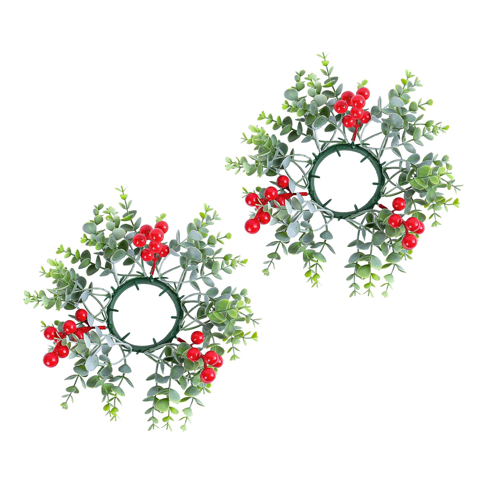 Nucelit Artificial Berries Holder Rings Holiday Candlestick Wreath for Christmas Farmhouses Table Centerpieces Decors Holder Berries Wreath Decors