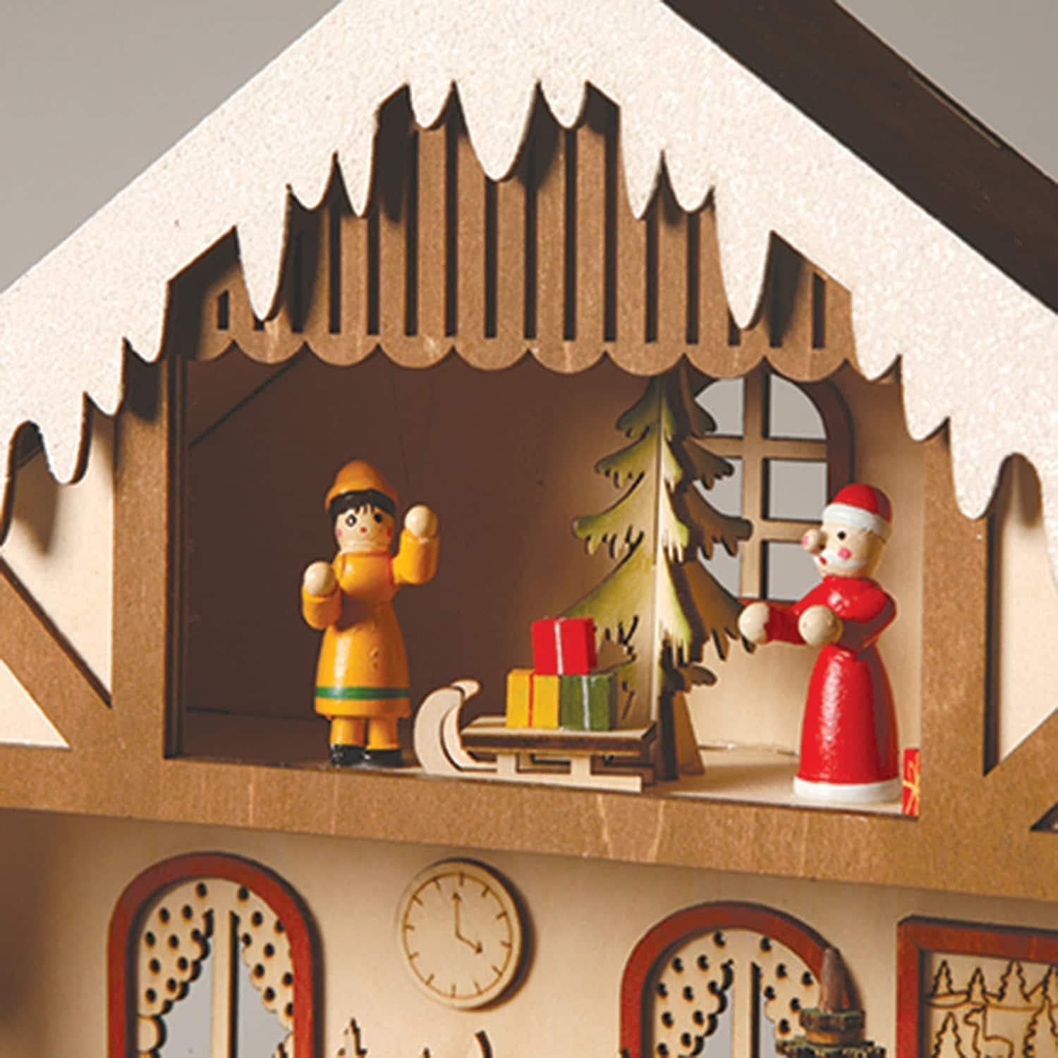 WHAT ON EARTH Lighted Advent Calendar - Santa's Workshop Wood Drawer Christmas Countdown Calendar - Reusable Multi Drawer Cabinet LED Christmas Advent Calendar