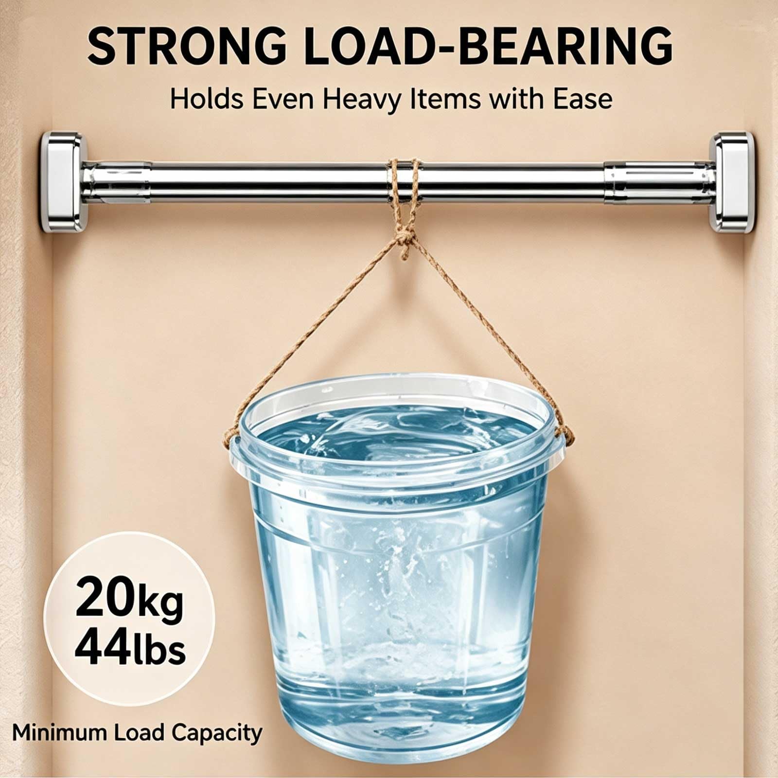 Tringle de Douche Extensible de 35 à 200 Cm, Barre Rideau Sans Perçage pour la Maison, la Salle de Bain et le Dressing, en Acier Inoxydable(Gray,50-80cm/20-31.5in)