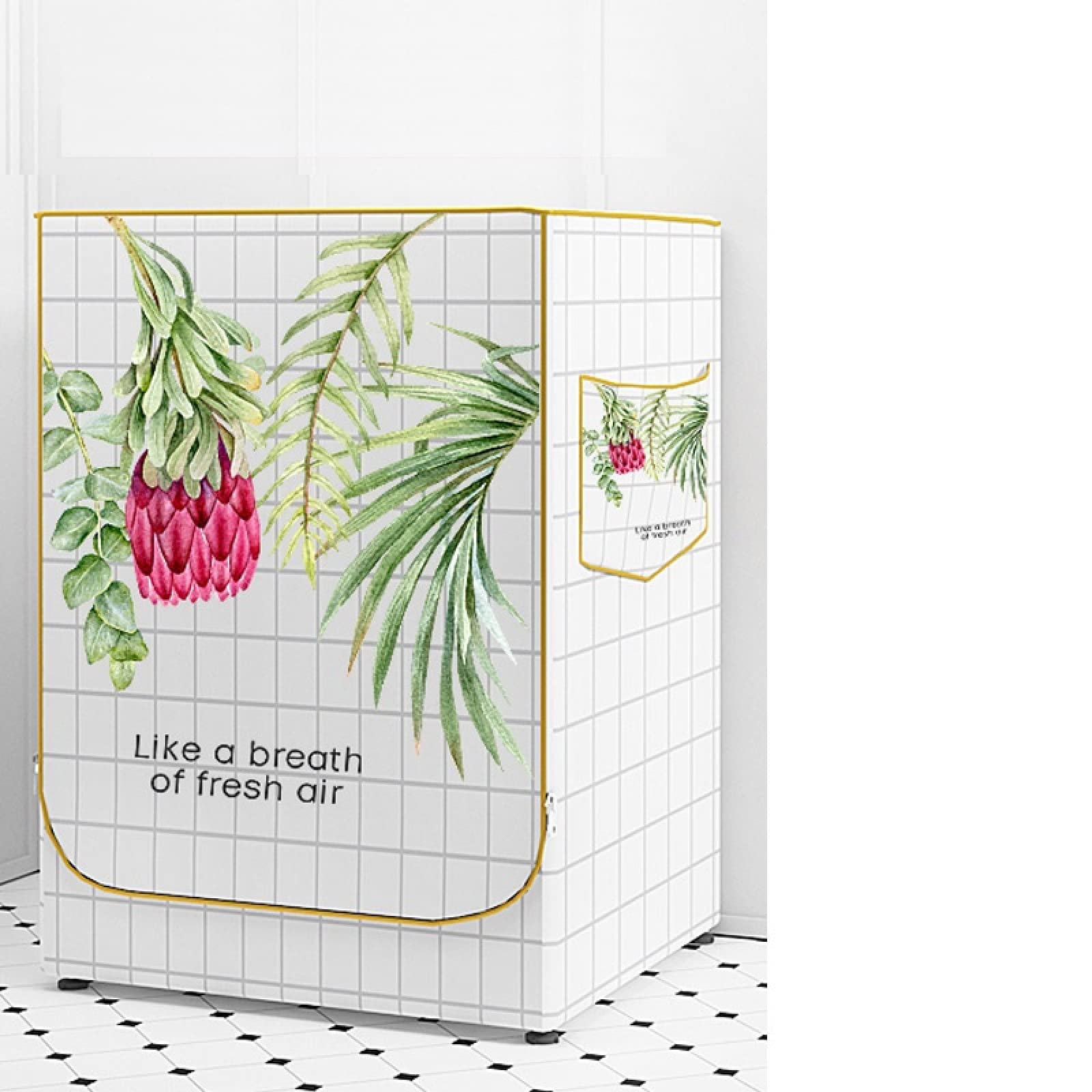 Lavatrice Impermeabile Copertura Stampa Rivestito Argento Tessuto Oxford Rondella del Tamburo Custodia di Protezione Antipolvere,A2,60X65X85Cm XL