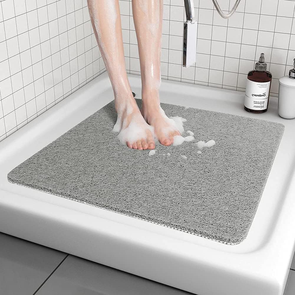 風呂マット 浴室内 すべり止めマット バスマット シャワーマット 速乾 柔らか 防カビ 滑り止め おしゃれ お年寄り 介護用 転倒防止 お手入れが簡単 コーナーバスマット Pvcシャワーマット 53 53 Cm グレー スクエア Cartonkraft Com Mx
