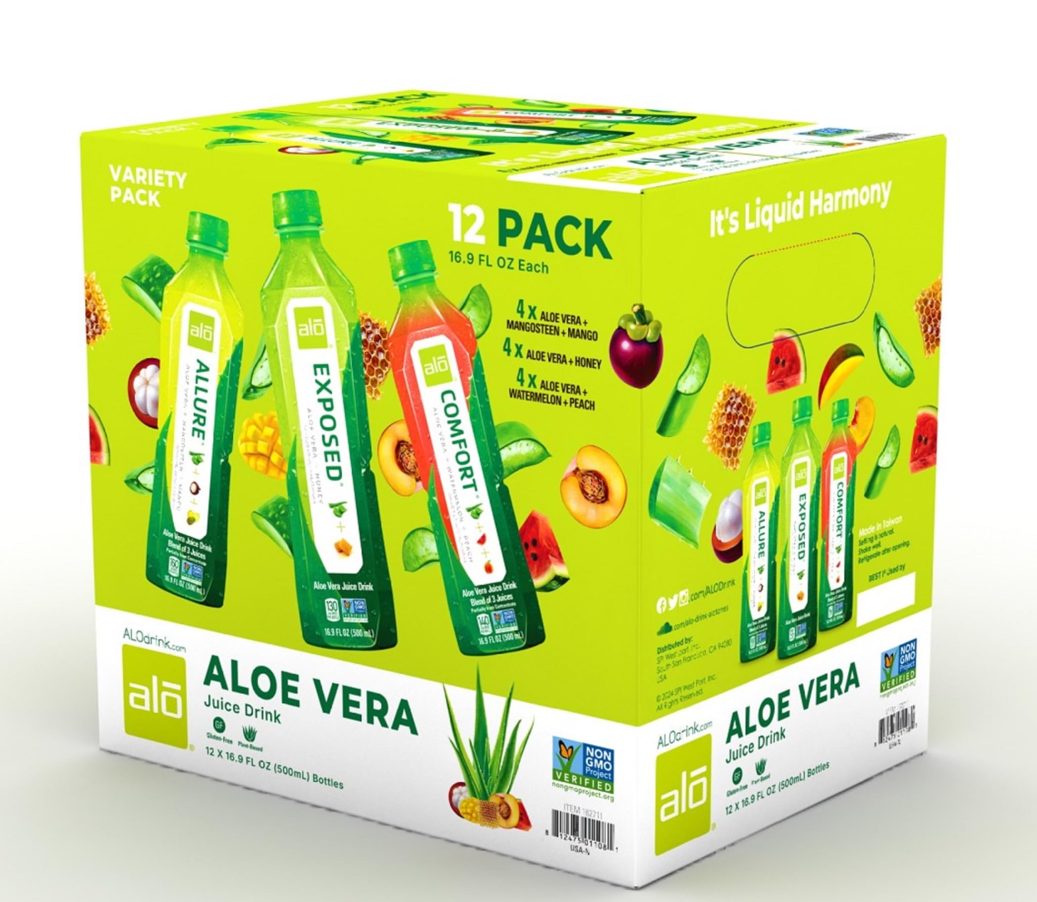 ALO Aloe Vera Juice | 16.9 fl oz, Pack of 12 | 3-Flavor Variety Pack | ALLURE, COMFORT, EXPOSED Plant-Based Drink