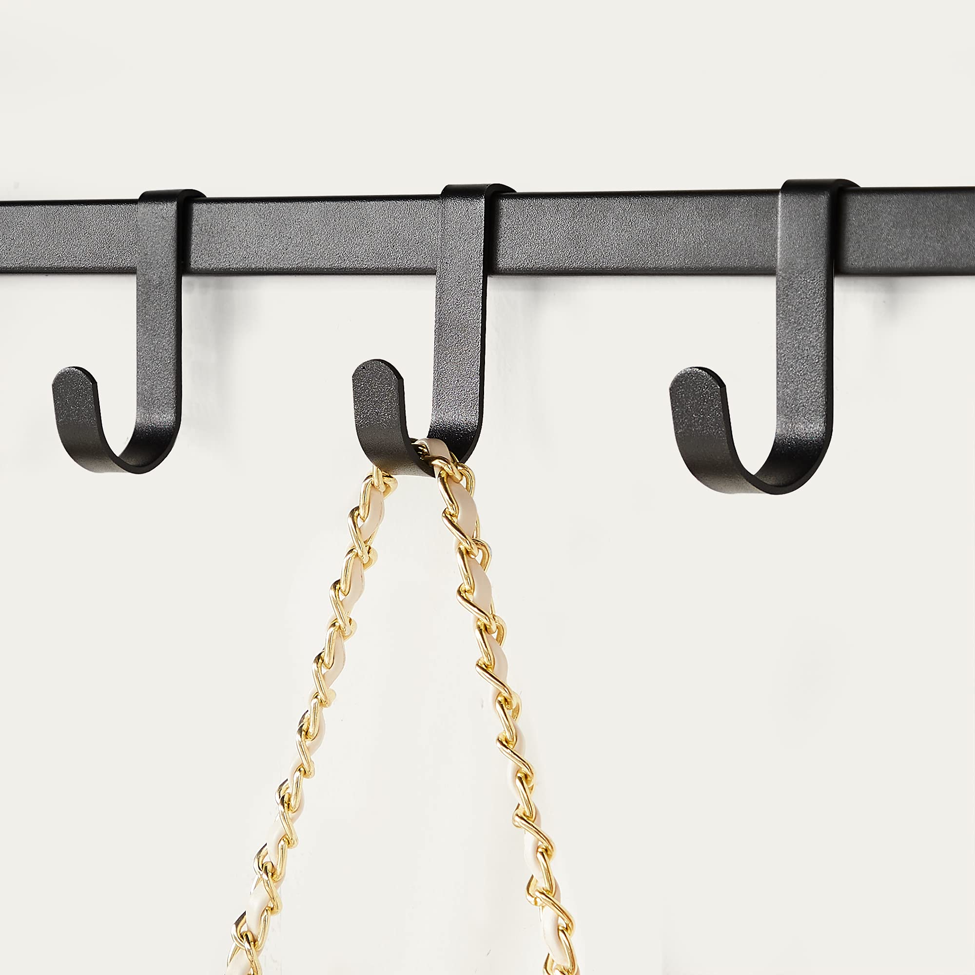 AZACA Wandgarderobe mit Aufbewahrungsregal, Stange und 8 Haken, Metallrahmen, Industriestil, für Eingang, Flur, Schlafzimmer, Badezimmer, Wohnzimmer, Schwarz