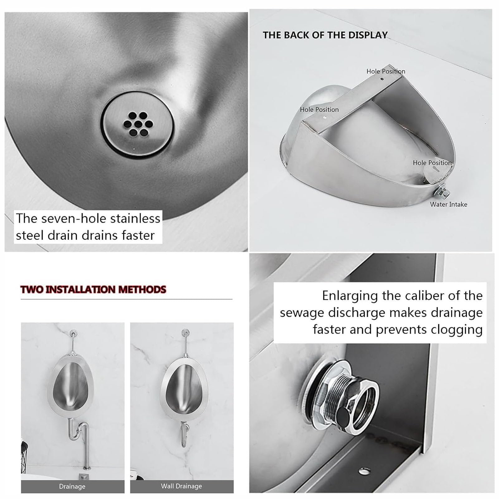 Orinal manual de acero inoxidable con válvula de descarga para baños públicos y uso comercial