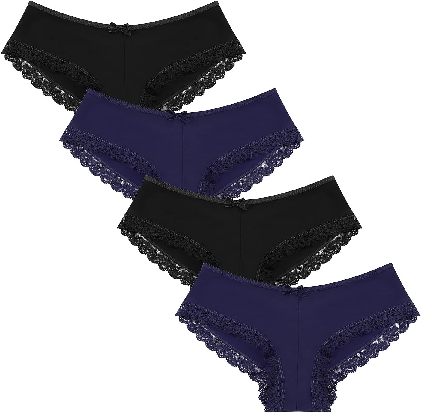 Women Lace Knickers Multipack Low Rise Briefs Full Coverage Seamless Panty Lace Underwear Set Breathable Hipster Pack of 4