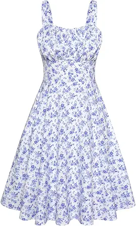 Belle Poque Vintage Floral Dress for Women 2026 Summer A-line Sleeveless Flowy Midi Dress