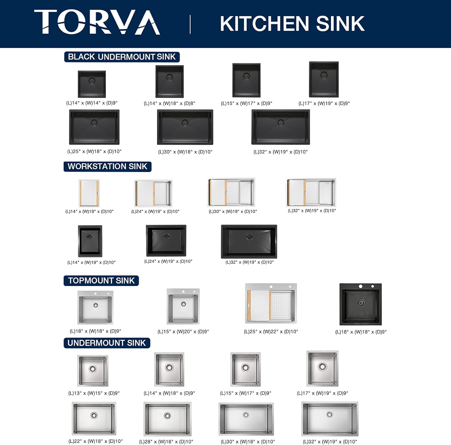 TORVA 32-Inch Gloss Black Workstation Undermount Single Bowl Kitchen Sink - 16 Gauge Stainless Steel, PVD Coated Gunmetal Finish, NanoTek with Bamboo Cutting Board and Drain Tray (Dark Gray)