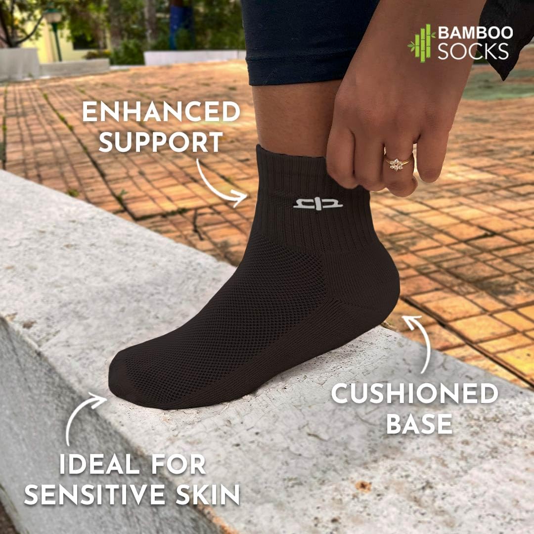 HEELIUM Bamboo Socks for Women | Quarter Length | 3X Softer than Cotton Socks | Odour-Free & Breathable | Superior Comfort & Cushioned Base 1