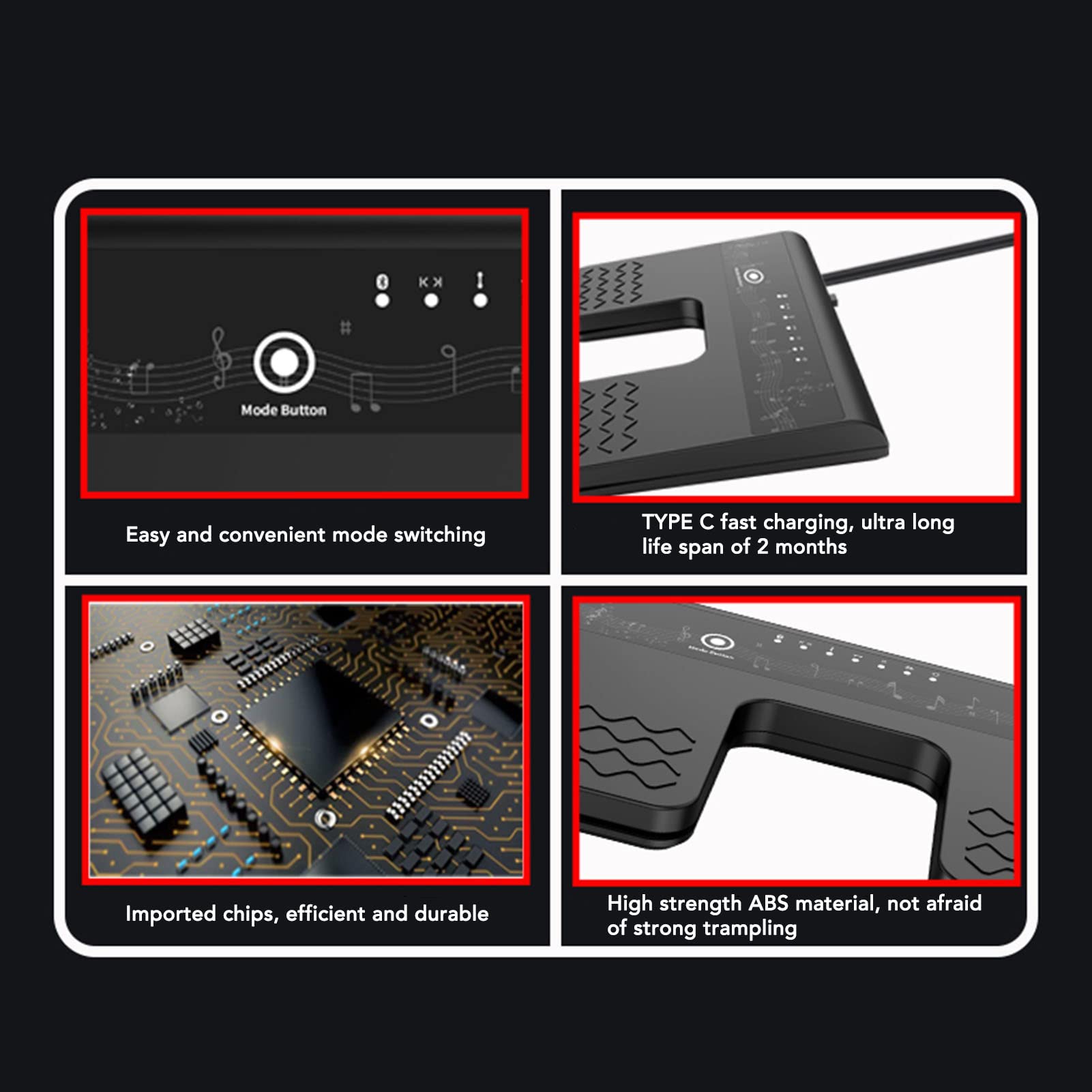 Wireless Page Turner Pedal, Portable Bluetooth Rechargeable Foot Pedal Silent Music Page Turner with 5 Common Functions - Image 3