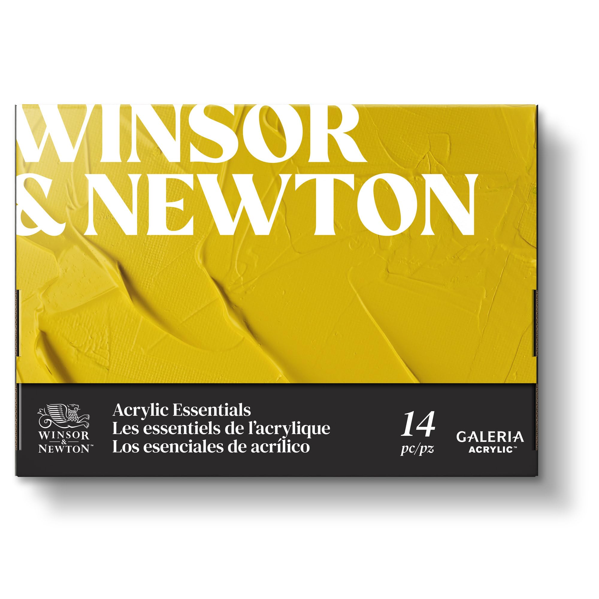 Winsor & Newton 2190615Zestaw tub z farbami akrylowymi Galeria, 10 farb akrylowych w tubkach 12ml, blok akrylowy, 2 pędzle akrylowe i akcesoria
