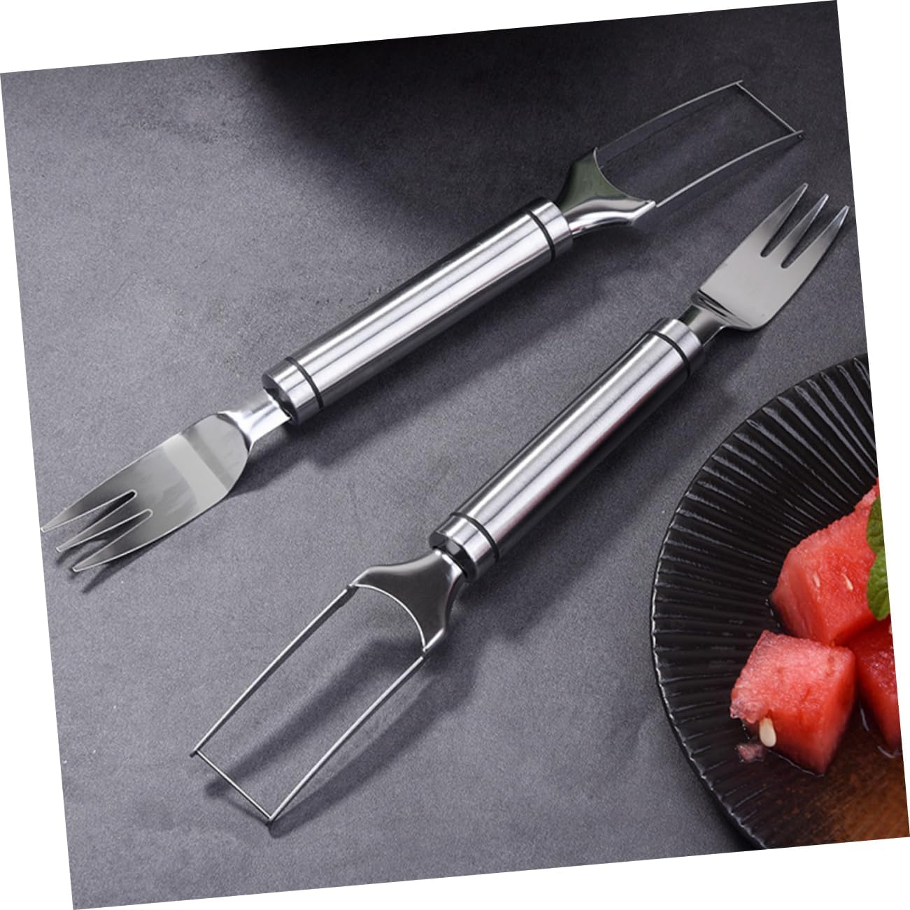Portable Stainless Steel Watermelon Slicing Tool 2Pcs for Cubes