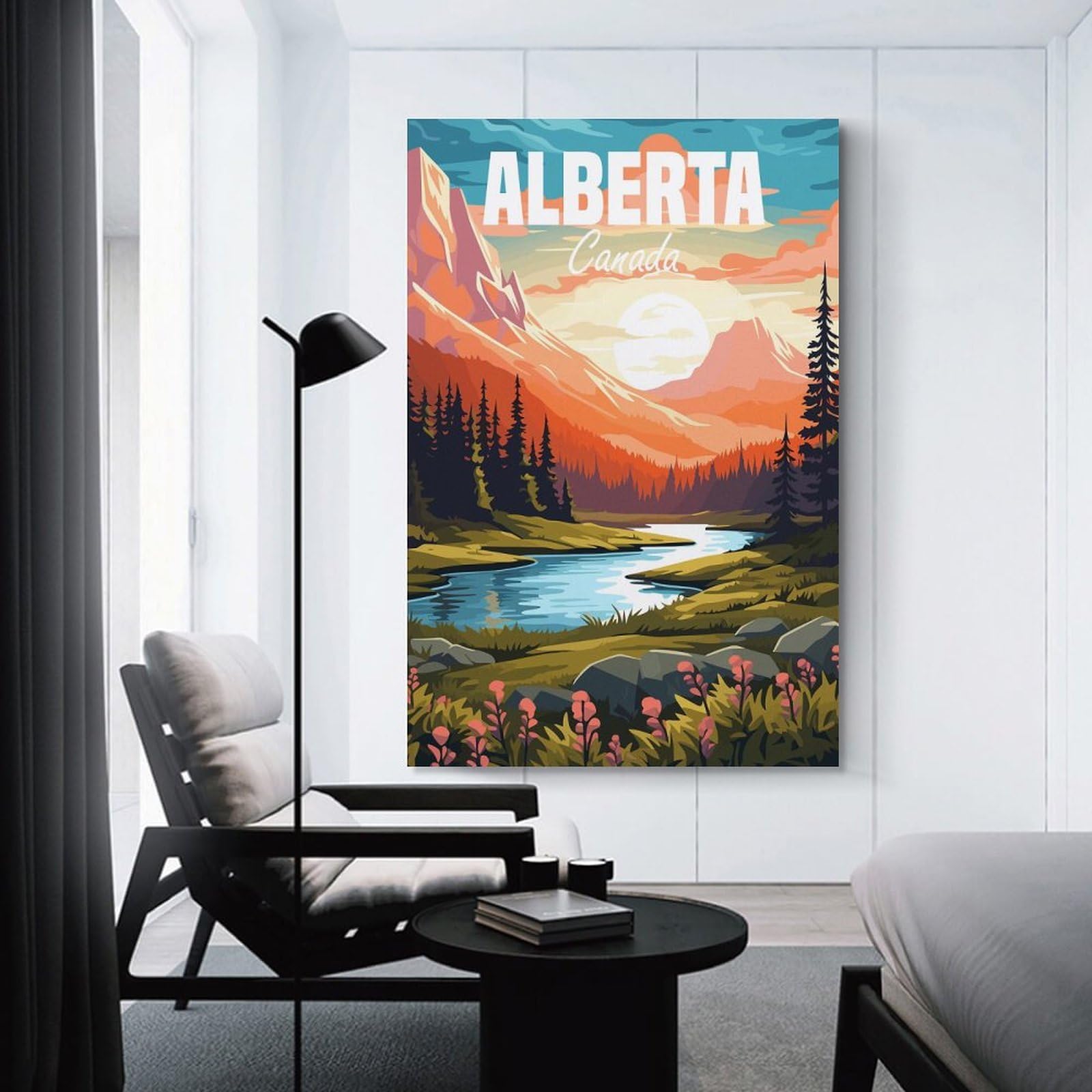 Junmoney Decorative Canvas Print Alberta Canada Travel, 08x12inch(20x30cm), for Entrance Spaces, Stair Walls Or Halls, A Neat Decor Update for Hallways