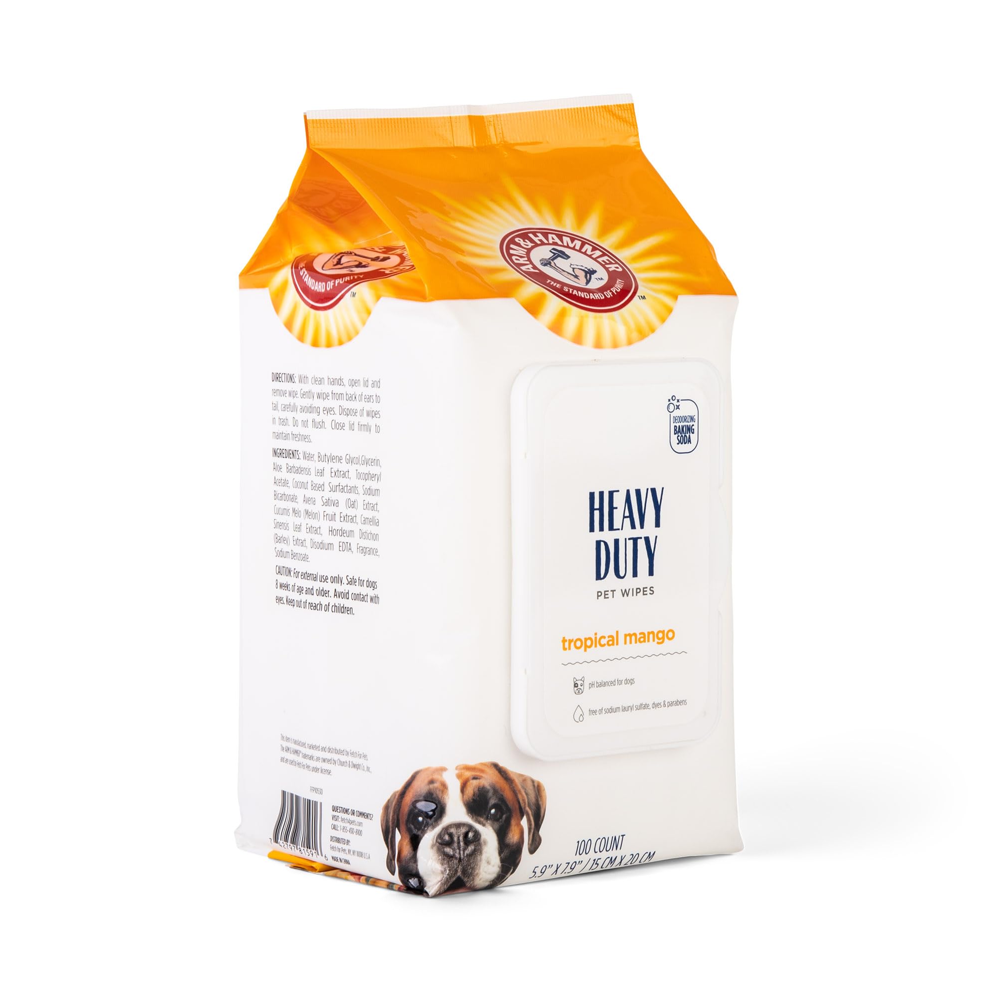 Arm & Hammer - Lingettes de Bain Multi-usages résistantes pour Chiens | Lingettes Multi-usages pour Chiens éliminent Les odeurs et rafraîchissent la Peau des Animaux de Compagnie | Manche fruité