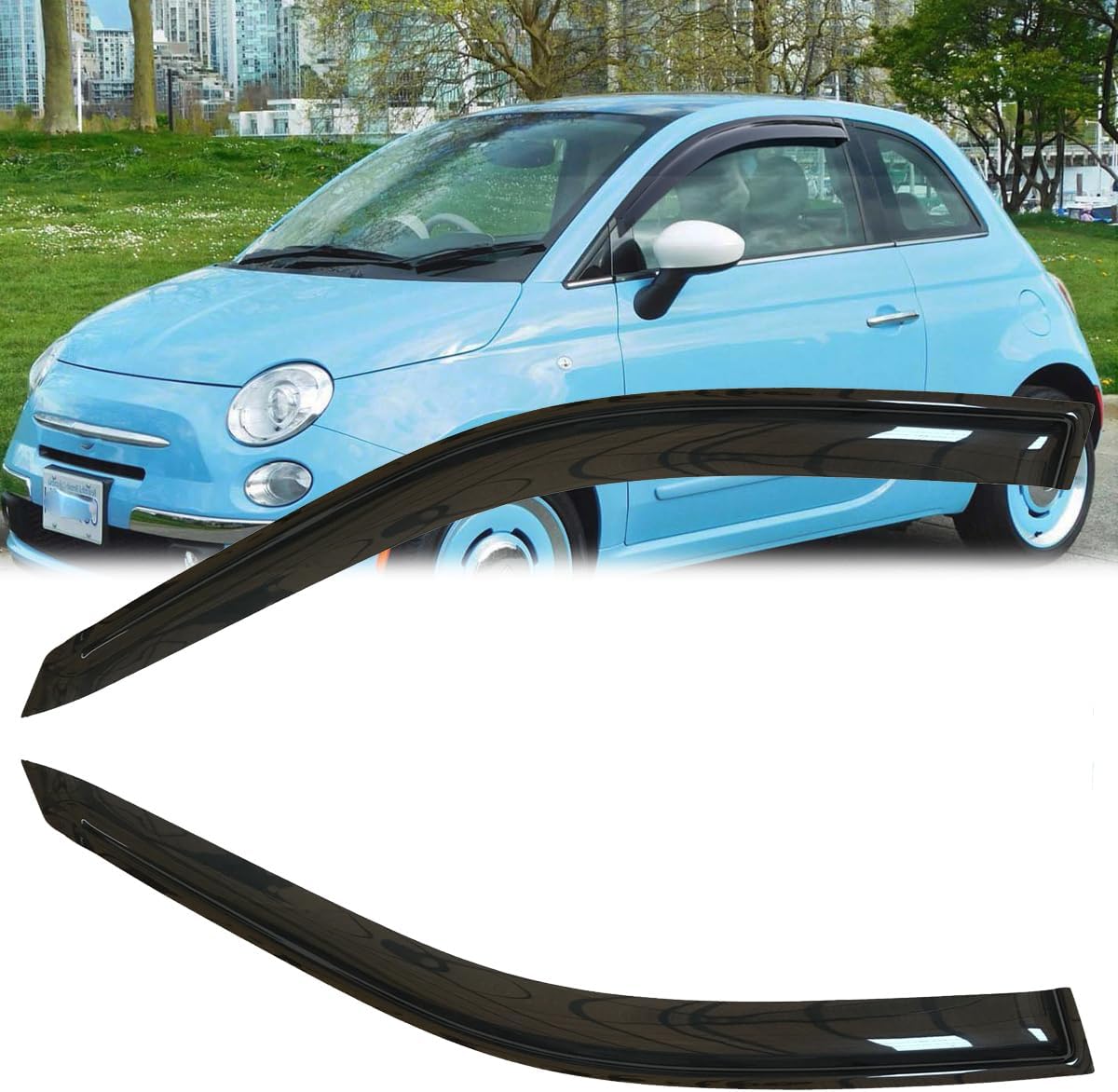 4pcs Original Shatterproof Rainproof Side Window Wind Deflectors for 2011-2017 Fiat 500,Rain Guards,Window Visors for Cars,Vent Deflector 92385