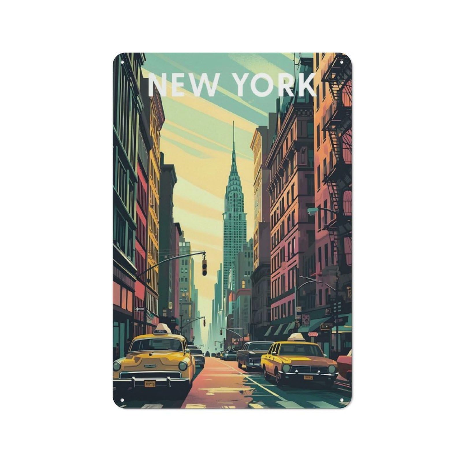 Junmoney New York City Retro Tin Sign 30X20cm For Dining Room Or Kitchen, Suited To Kitchen Wall Decor Lovers