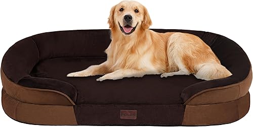 Miniatura 15 de Dwanton - Cama ortopédica para perros grandes con espuma viscoelástica de gel, sofá impermeable para perros, cama lavable para mascotas con cojín de